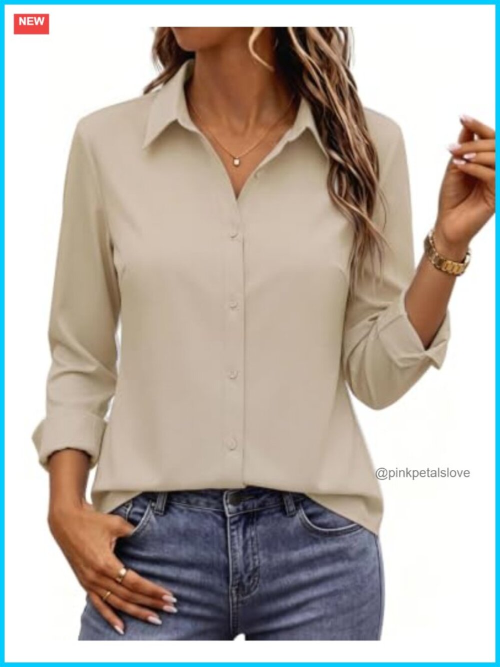 Zeagoo Women's Button Down Shirt Long Sleeve Wrinkle-Resistant Blouse